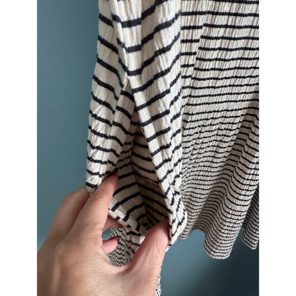 Loft Women's Black and White Stripe 3 Tiered Babydoll Swing Dress - Picture 4 of 6